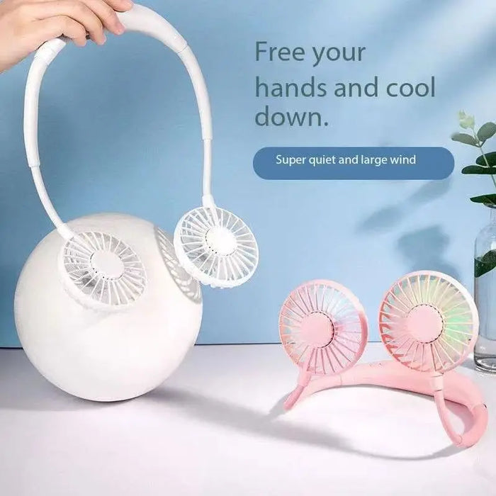 Ventilador portátil de refrigeración para el cuello con USB, miniventilador deportivo recargable con 3 velocidades para el hogar, la oficina y viajes al aire libre