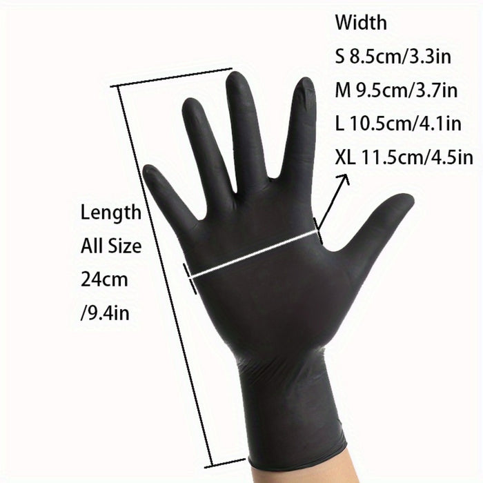 Gants en nitrile noirs – Gants de nettoyage durables pour la maison, le jardin et la teinture des cheveux (paquet de 20/50/100)