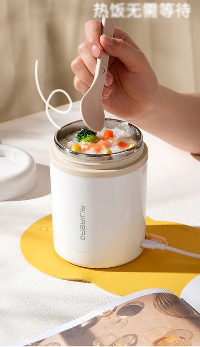 Boîte à déjeuner chauffante USB de 600ML, chauffe-plats Portable en acier inoxydable pour le déjeuner, les boissons et le lait