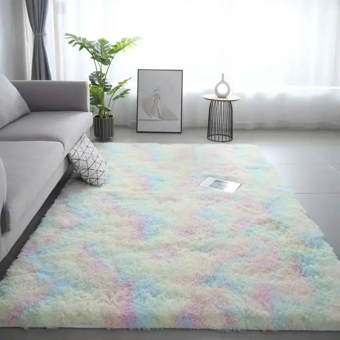 VIKAMA 1PC Tapis en Laine de Soie pour Chambre d'enfant, Salon et Chambre à Coucher - Tapis Tie-Dye, antidérapant et Lavable en Machine