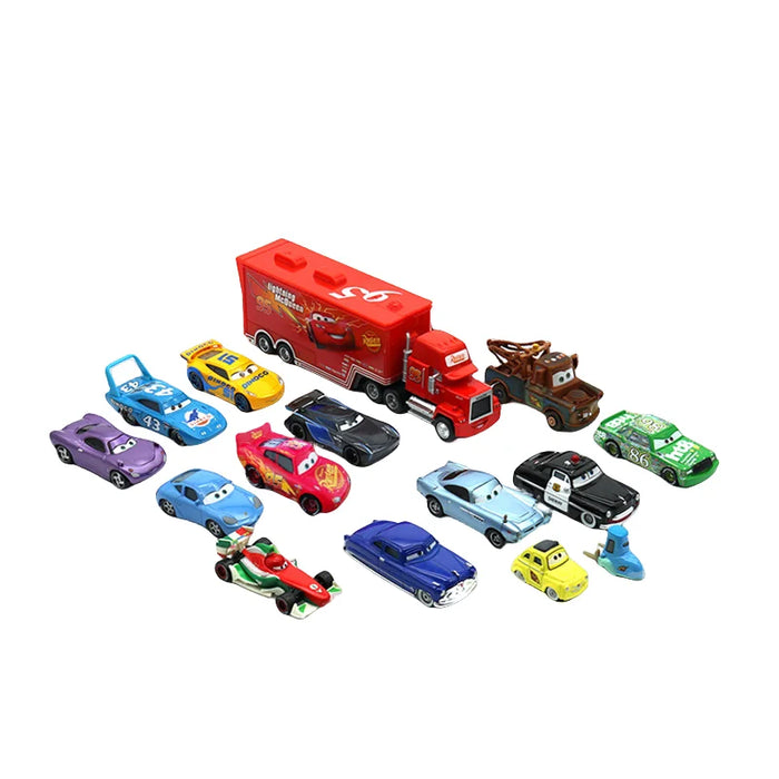 Disney Pixar Cars 3 Metalldruckguss Lightning McQueen und Mater Master Automodell-Spielzeugset mit Jackson und Uncle Truck – Geburtstagsgeschenk für Kinder