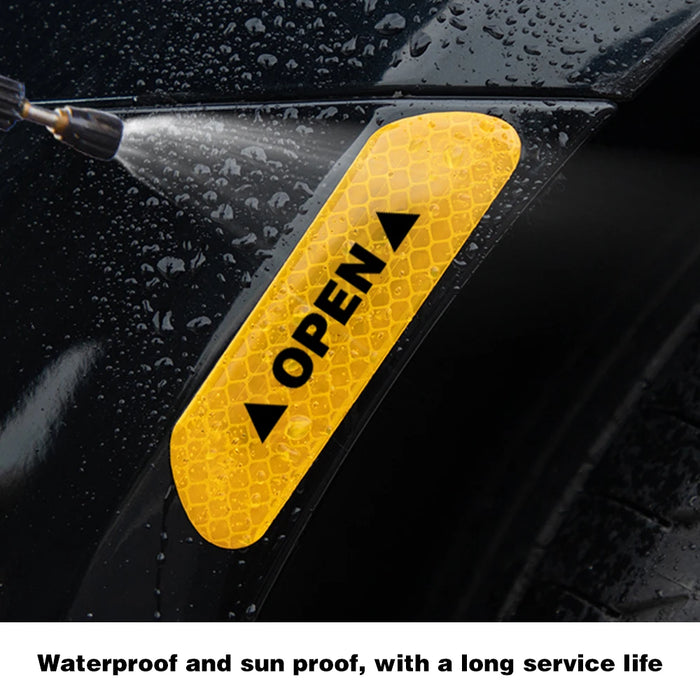 4-Pack Reflective Car Door Stickers – Safety Warning and Open Indicator