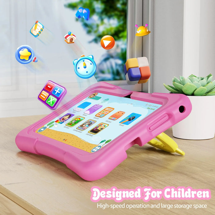 PRITOM Tablet Infantil 7 Pulgadas Android 11, 32 GB WiFi Bluetooth, Cámara Dual, Software Educativo Preinstalado con Funda Protectora