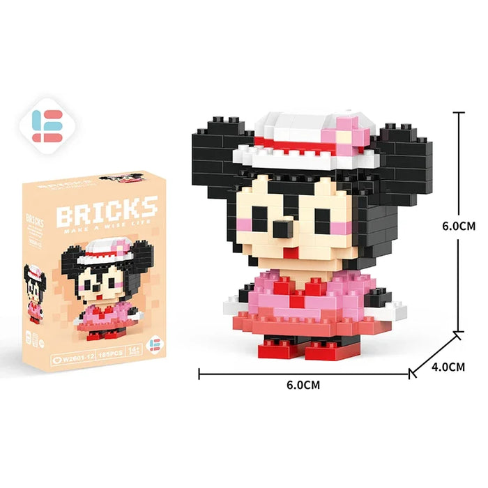 Disney Princess Anime Mini Figura de acción Juego de bloques de construcción - Stitch & Mickey Perky Toys para niños