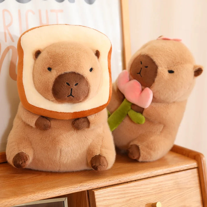 Sombrero de fresa Capybara, juguete de peluche, mochila de tortuga de simulación, Animal de peluche de Capybara, colgante de tamaño pequeño