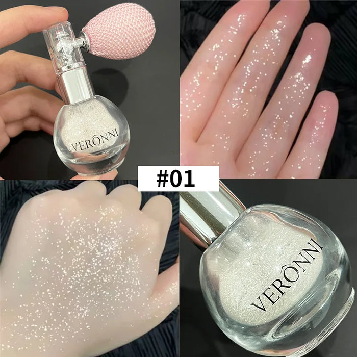 Glittrande 6-färgs Highlighter Spray – Vattentålig Makeup för Ansikte och Kropp