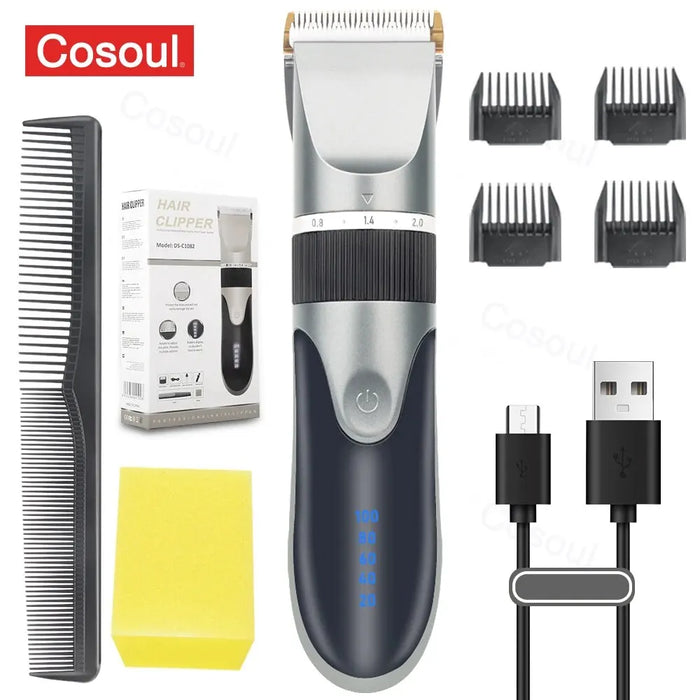 Tondeuse à cheveux électrique pour hommes et enfants - Tondeuse à cheveux rechargeable sans fil professionnelle