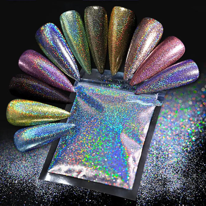 Poudre de paillettes pour ongles - Paillettes dégradées laser pour une manucure créative