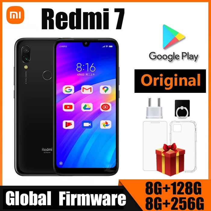 Xiaomi Redmi 7 Smartphone mit Hülle, Dual-SIM, Android-Handy mit Dual-Kamera, gebrauchtes Telefon