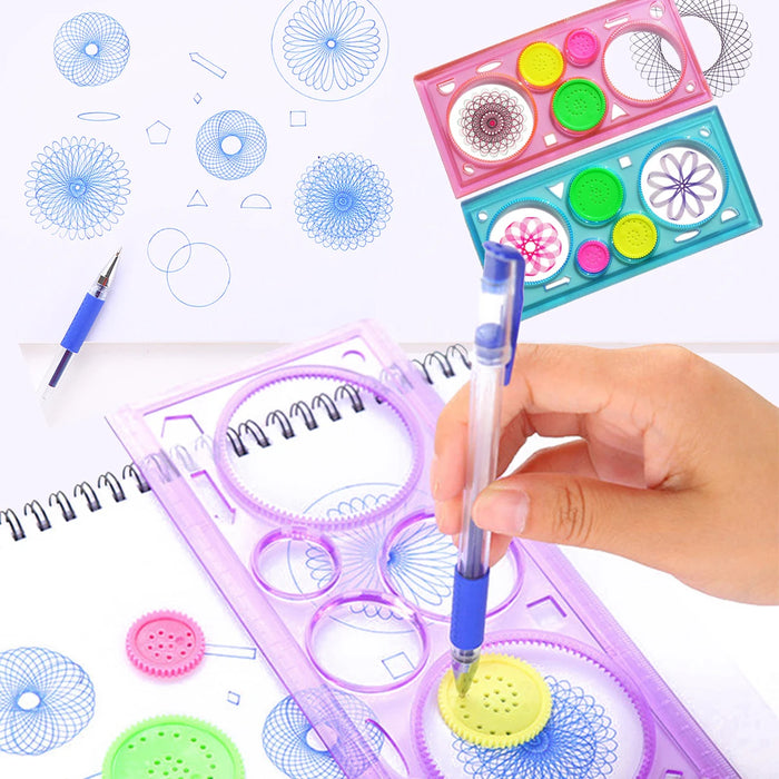 Ensemble de spirographe avec des formes amusantes – Ensemble de dessin classique pour enfants de 8 ans et plus avec pièces aléatoires