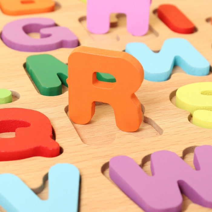 Puzzle de lettres et de chiffres en bois colorés pour enfants – Casse-tête pour les enfants d'âge préscolaire et l'éducation précoce