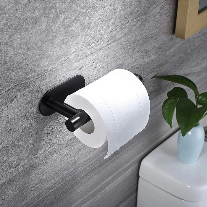 Práctico paquete de 4 accesorios autoadhesivos para baño y cocina: toalleros, portarrollos y ganchos