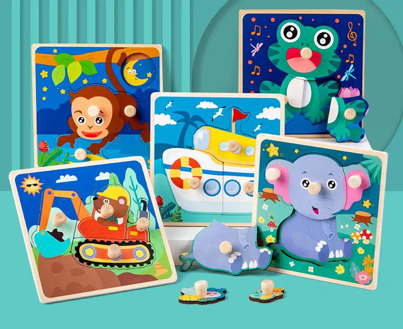 Puzzles en bois Montessori pour les tout-petits – Jouets animaux d'apprentissage pour 1 à 3 ans