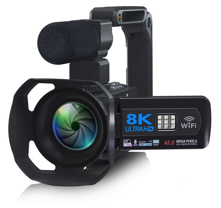 Professionelle 8K-Videokamera mit Full HD, 48 MP WLAN und 16-fachem Zoom