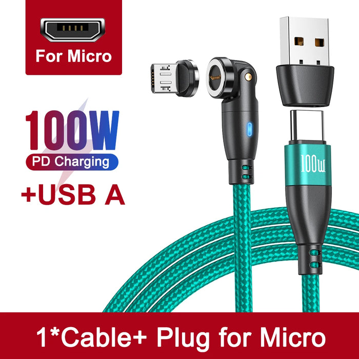 Cable magnético USB C de AUFU 5A para carga rápida de 100W para iPhone, Samsung, Huawei y computadora portátil