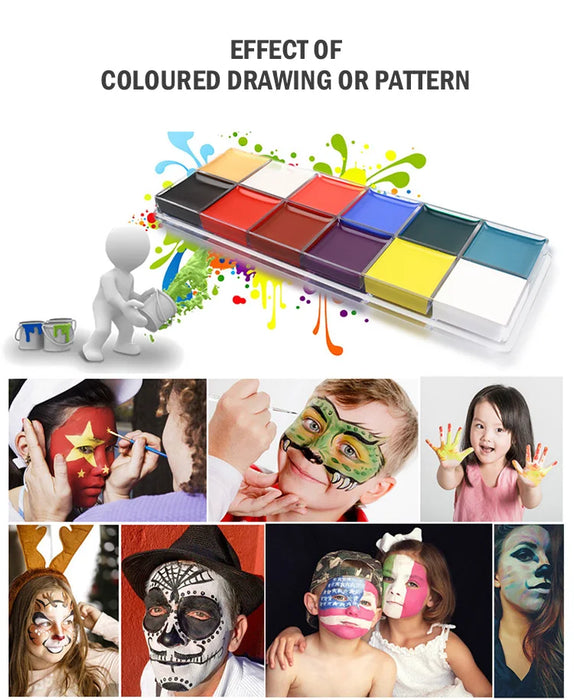 Halloween Face and Body Painting Kit - 12/20 Color Set with Brushes, Safe for Kids and Adults