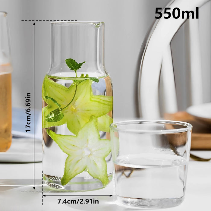 Ensemble de bouteilles d'eau en verre 550ML/600ML, avec carafe à eau en verre et dessous de verre pour le lait, les boissons et le thé