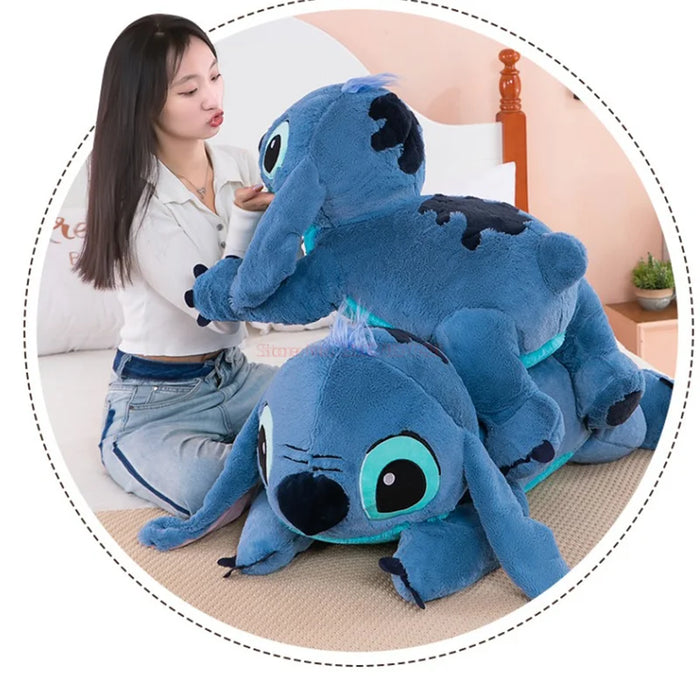 Disney 45/60/80cm Stitch Animal relleno Lilo & Stitch muñeca de hielo suave almohada suave soporte propenso azul oscuro/claro Linda Idea de regalo