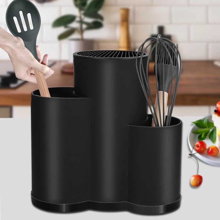 Porta cuchillos para utensilios de cocina versátiles - Almacenamiento cilíndrico para cuchillos y cubiertos