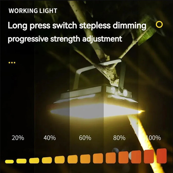 Luz LED portátil para acampar con luz de búsqueda recargable, luz nocturna colgante de emergencia, resistente al agua y de alta potencia