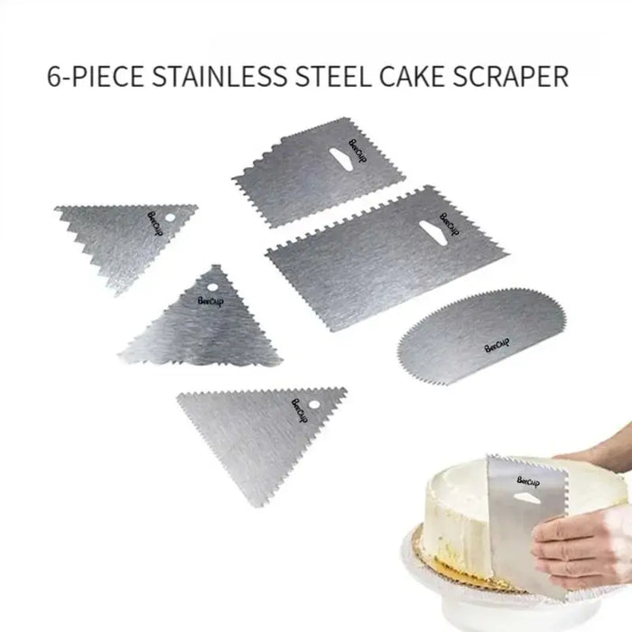 Spatule à gâteau de qualité alimentaire, en acier inoxydable, rectangulaire, pour la cuisson et le modelage de gâteaux, avec bord ondulé