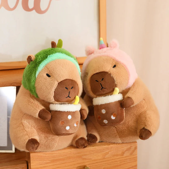 Sombrero de fresa Capybara, juguete de peluche, mochila de tortuga de simulación, Animal de peluche de Capybara, colgante de tamaño pequeño