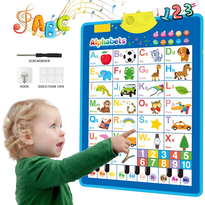 Elektronische Wandtafel mit englischem Alphabet – sprechende ABC-Buchstaben und -Zahlen, Musiktitel zum Lernen und lustige Geschenke für Kleinkinder