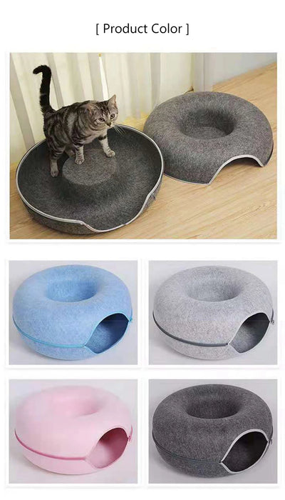 Donut Cat Bed Interactive Cat Tunnel Play Opportunity Dual Use Indoor Cat Equipment Cat Training Toy Cat House