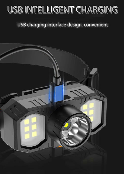 Nuevo Linterna frontal LED COB Mini portátil USB recargable impermeable luz de trabajo de pesca exterior de larga distancia linterna montada en la cabeza