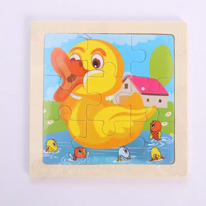 Puzzle en bois coloré 3 pièces avec animaux pour les tout-petits – Apprentissage et divertissement pour les 3 à 7 ans