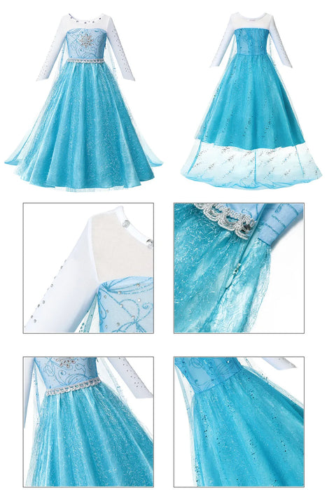 Costume de princesse Disney la reine des neiges pour filles, robe de bal en maille blanche à paillettes, vêtements de carnaval, Cosplay reine des neiges Elsa Anna pour enfants