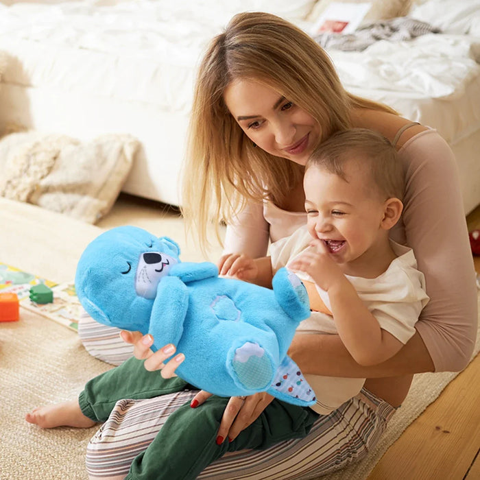 Nutria que respira, juguete musical de peluche para dormir y jugar, nutria con sonido ligero, regalos sensoriales innovadores para bebés