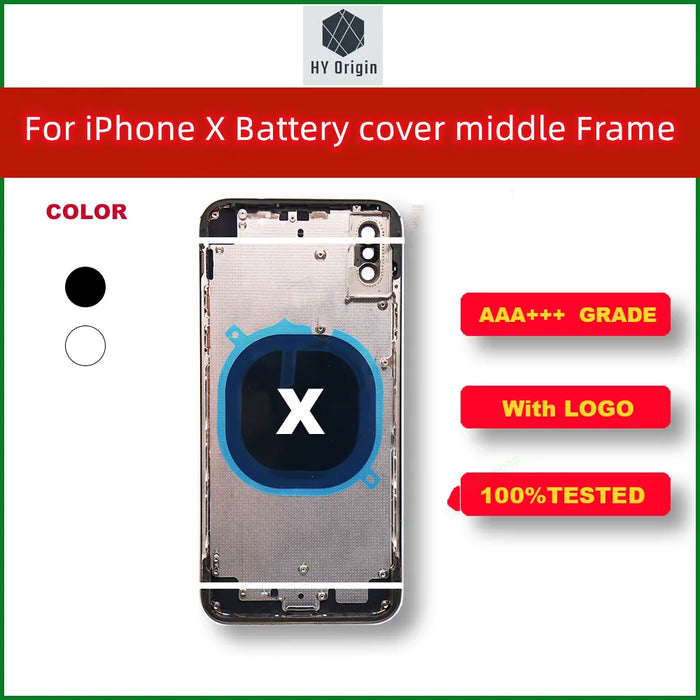 Pour iPhone X/XS/XSMAX batterie couverture arrière nouveau boîtier + boîtier de cadre moyen + support de carte SIM + bouton latéral pour iPhone XR X XS XSMAX pièces