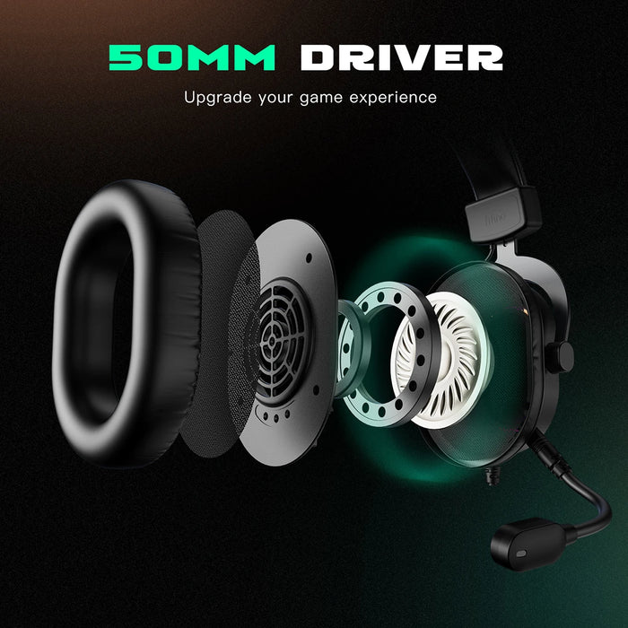 Fifine Dynamic RGB Casque de jeu avec microphone supra-auriculaire Son Surround 7.1 pour PC, PS4 et PS5 - 3 options d'égalisation pour jeux, films et musique