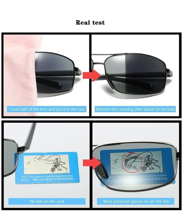 Men's Chameleon Photochromic Polarized Sunglasses - Color-Changing Eyewear for Day and Night with UV400 Protection