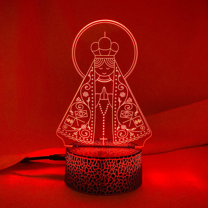 Neues 3D-LED-Nachtlicht „Unsere Liebe Frau von Aparecida“ für die Kirchendekoration – cooles Geschenk für Gläubige, USB- und batteriebetriebene Tischlampe