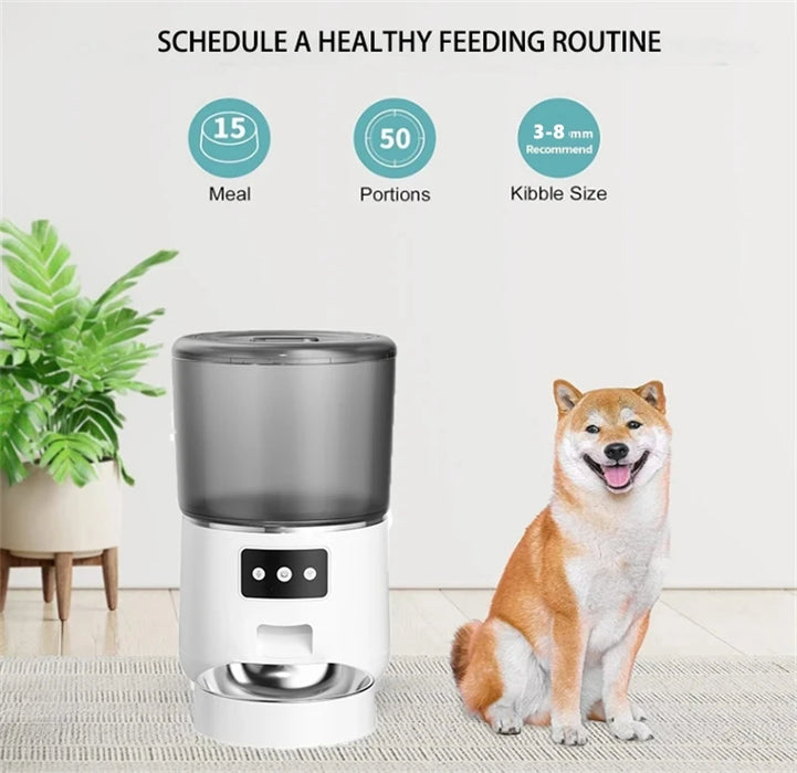 Mangeoire automatique pour animaux de compagnie avec capacité de 4 L et minuterie intelligente, contrôle Tuya, distributeur de nourriture avec bol en acier inoxydable pour chiens et chats