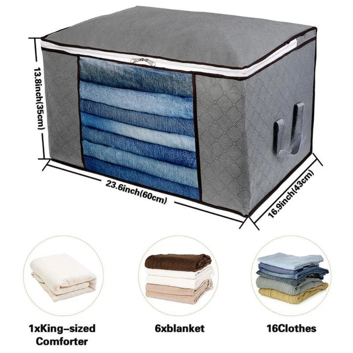 Foldable Clothing Storage Bag - Waterproof Oxford with Clear Window - Wardrobe Organizer - Home Storage Box Non Woven