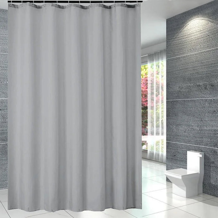 Rideau de douche PEVA imperméable avec protection de l'environnement - Gris classique avec crochets et motif ondulé