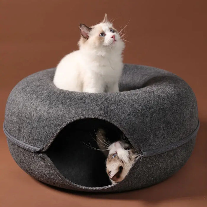 Donut Cat Bed Interactive Cat Tunnel Play Opportunity Dual Use Indoor Cat Equipment Cat Training Toy Cat House