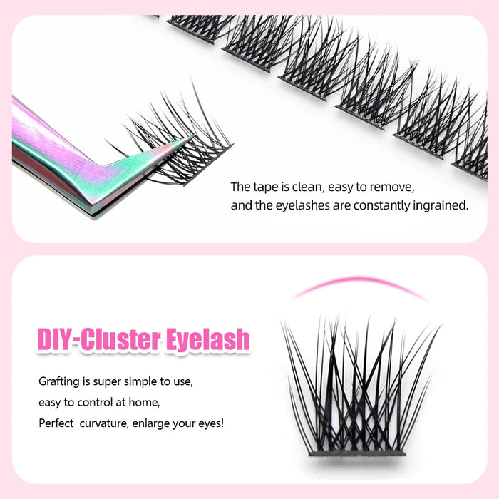 YUANZHIJIE DIY 120 Stück 3D-natürliche Cluster-Wimpern 8–16 mm D-Locken segmentierter Strohhalm einzelne Nerzwimpern feine Wimpernspitze