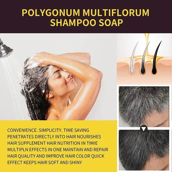 100ml Natural Herbal Hair Color Shampoo 3-in-1 for Gray Hair - Dark Brown and Black Shades for Men and Women - Coverage 2024