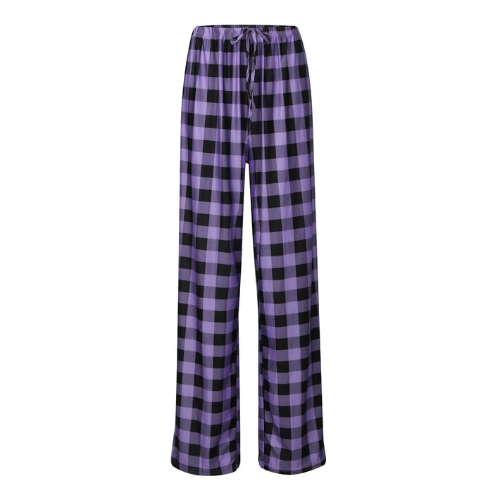 Pantalon de pyjama de noël à carreaux pour femmes, pour l'automne et l'hiver, pantalon à jambes larges à la mode pour un Style de rue décontracté