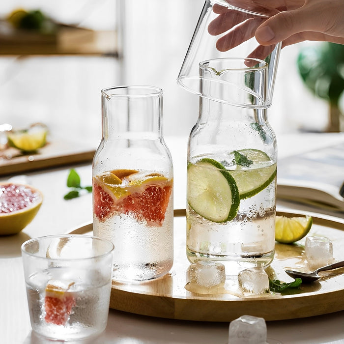 Ensemble de bouteilles d'eau en verre 550ML/600ML, avec carafe à eau en verre et dessous de verre pour le lait, les boissons et le thé