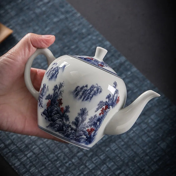 Tetera elegante de estilo chino, juego de té de cerámica, hermosa tetera, vajilla de porcelana azul y blanca, 310ml