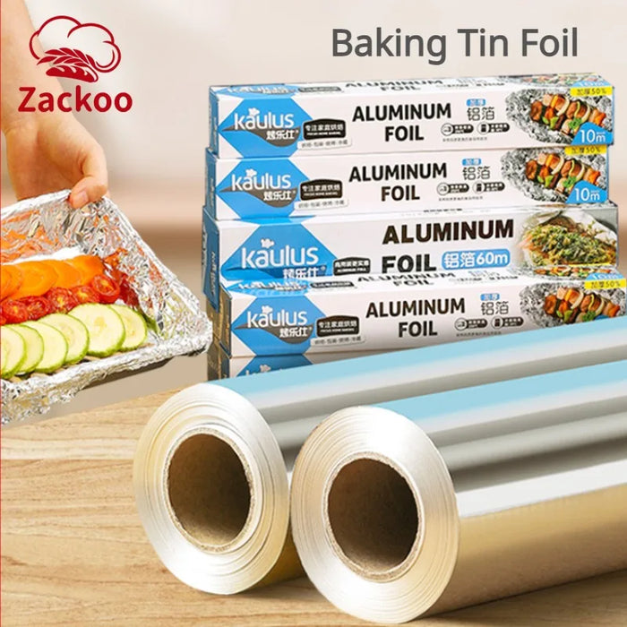 Zackoo Feuille d'aluminium pour la cuisson 10/20/40 m – Jetable Airfryer Four BBQ Feuille d'étain de qualité alimentaire Huile Papier Cuisine Restauration Étain