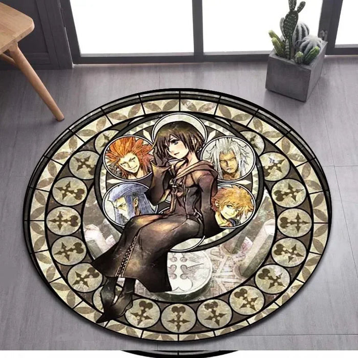 Tapis rond à motif de dessin animé Kingdom Hearts pour la maison, tapis de sol antidérapant pour salon, salle de bain et cuisine