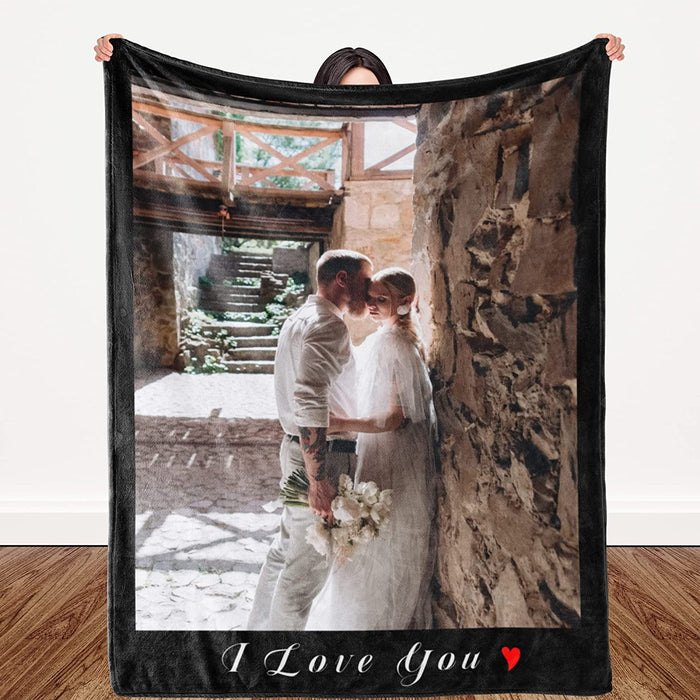 Personalisierte Decke mit Fotocollage und Text – „I Love You“ – perfektes Geschenk für Weihnachten, Valentinstag und Geburtstag