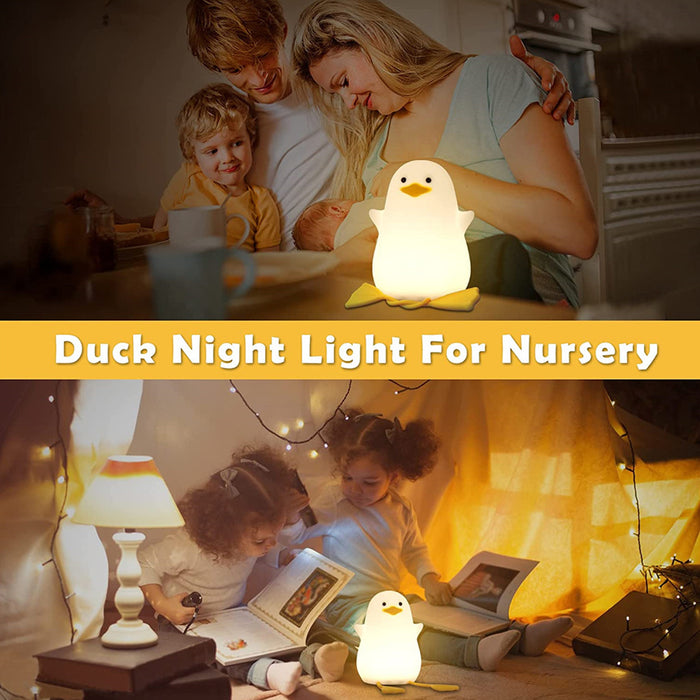 Lampe de nuit en forme de canard en silicone - Lampe LED rechargeable à commande tactile pour enfants, compagnon de lit parfait