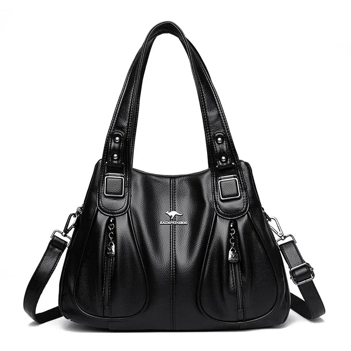 Elegant Soft Leather Casual Tote Bag for Women - Luxury Designer Handbags with Multi-Pocket Features